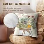 Mweet Wildflower Throw Pillow Covers 18x18 In, Set of 2 - Floral & Leaf Design for Spring/Summer Home Decor. - Image 5