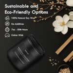 Magnolia & Sandalwood Candle | Masculine Scented Soy Candle for Men - 7oz Black Jar Gift Idea - Image 3