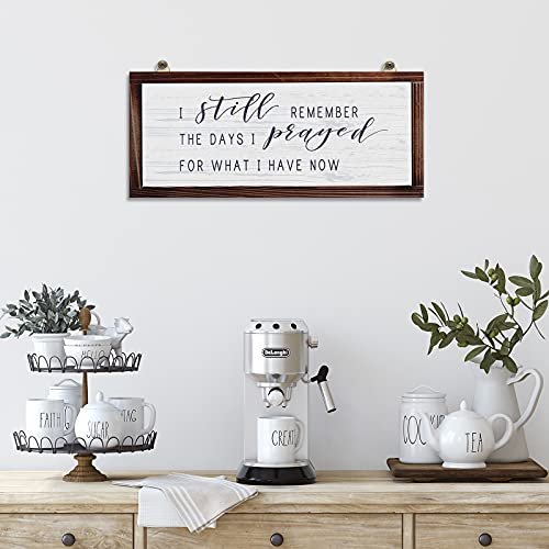 51qfFNBwX6S._SL500_.jpg Rustic Wood Wall Sign: 'I Remember Praying for What I Have' - Vintage Farmhouse Decor - Image 2