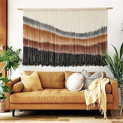 Large Tie-Dye Macrame Wall Hanging - 57" W x 35" Flber Macrame Wall Hanging Macrame Wall Decor Large-Scale Tie-Dye Tapestry Living Home Room Wall Decor 57" Wx 35" L