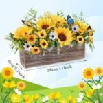 Rustic Summer Sunflower Table Centerpieces: Artificial Floral Arrangements in Wooden Crates for Farmhouse Decor. - Image 2