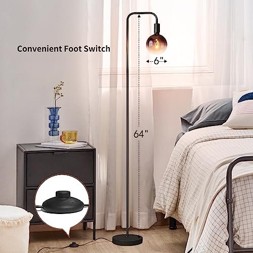 51t2YP84WL._SL500_.jpg ONEWISH Minimalist Industrial Floor Lamp with 6" Clear Glass Globe - Modern LED 1800K Ambient Light for Living Room & Office. - Image 5