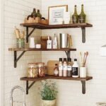 Fixwal Set of 5 Corner Floating Shelves – Rustic Wall-Mounted Wood Storage for Home Decor, Dark Black. - Image 7