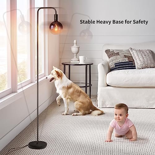 51uDXfazEgL._SL500_.jpg ONEWISH Minimalist Industrial Floor Lamp with 6" Clear Glass Globe - Modern LED 1800K Ambient Light for Living Room & Office. - Image 7