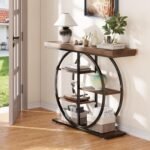 LIFECHOVY 41.3" Industrial Console Table for Entryway: Narrow Sofa Table with Storage, Rustic Brown. - Image 7