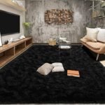 Tepook Super Soft Fluffy Rug - 4x6 Feet Modern Shaggy Fuzzy Rug for Bedroom & Nursery, Non-Slip Black Decor. - Image 3