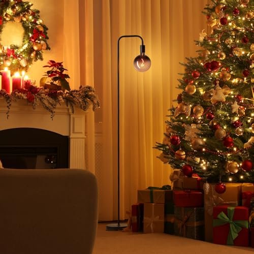 51udYB0zOjL._SL500_.jpg ONEWISH Minimalist Industrial Floor Lamp with 6" Clear Glass Globe - Modern LED 1800K Ambient Light for Living Room & Office. - Image 2
