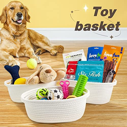 51xPuDZDLML._SL500_.jpg Pro Goleem Small Woven Basket – Ideal for Mother’s Day Gifts or Storage, 12"x8"x5", White, with Handles. - Image 8
