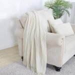 BOURINA Beige Throw Blanket - 50"x60" Soft, Textured Knit Blanket for Couch Decor - Image 2
