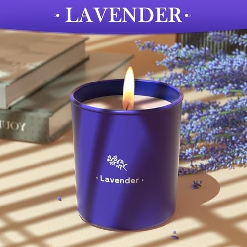 51z7cJ1ARXL._SL500_.jpg TranquilBliss Lavender Candles: 8 oz Purple Jar, Soy Wax, 45-Hour Burn – Perfect Gift for Mother's Day! - Image 2