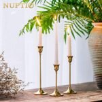 Set of 3 Brass Gold Candlestick Holders – Vintage Modern Taper Candle Holders for Home Decor, Weddings & Housewarming Gifts. - Image 2