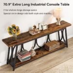 Tribesigns 70.9" Extra Long Console Table: Industrial Sofa Table with 2-Tier Storage for Living Room, Rustic Brown. - Image 6