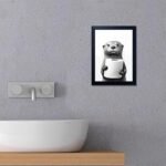 Funny Raccoon Bathroom Wall Art: Framed Black & White Animal Canvas with Toilet Paper - Image 8
