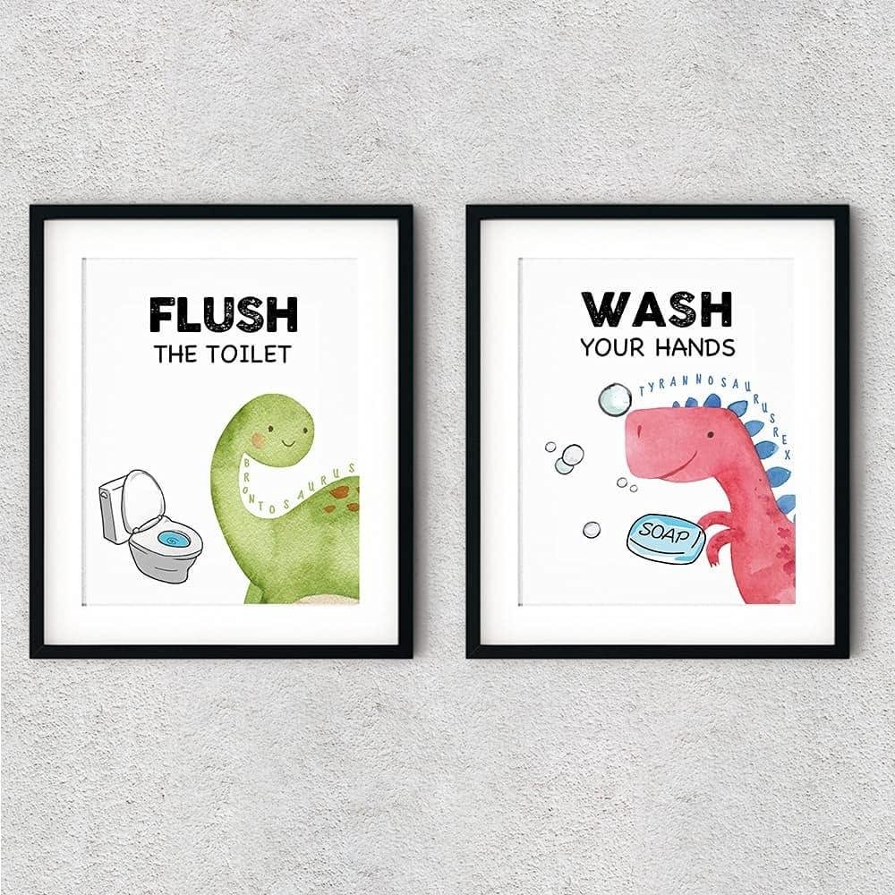 Our Review: Dinosaur Bathroom Art That makes Us Smile