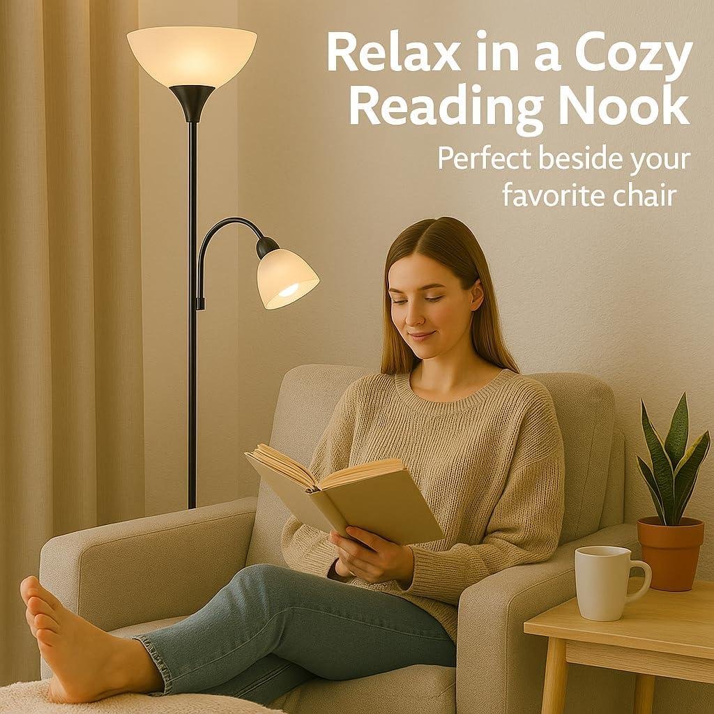 Our Review: Adjustable black Floor Lamp brightens Any Room Perfectly