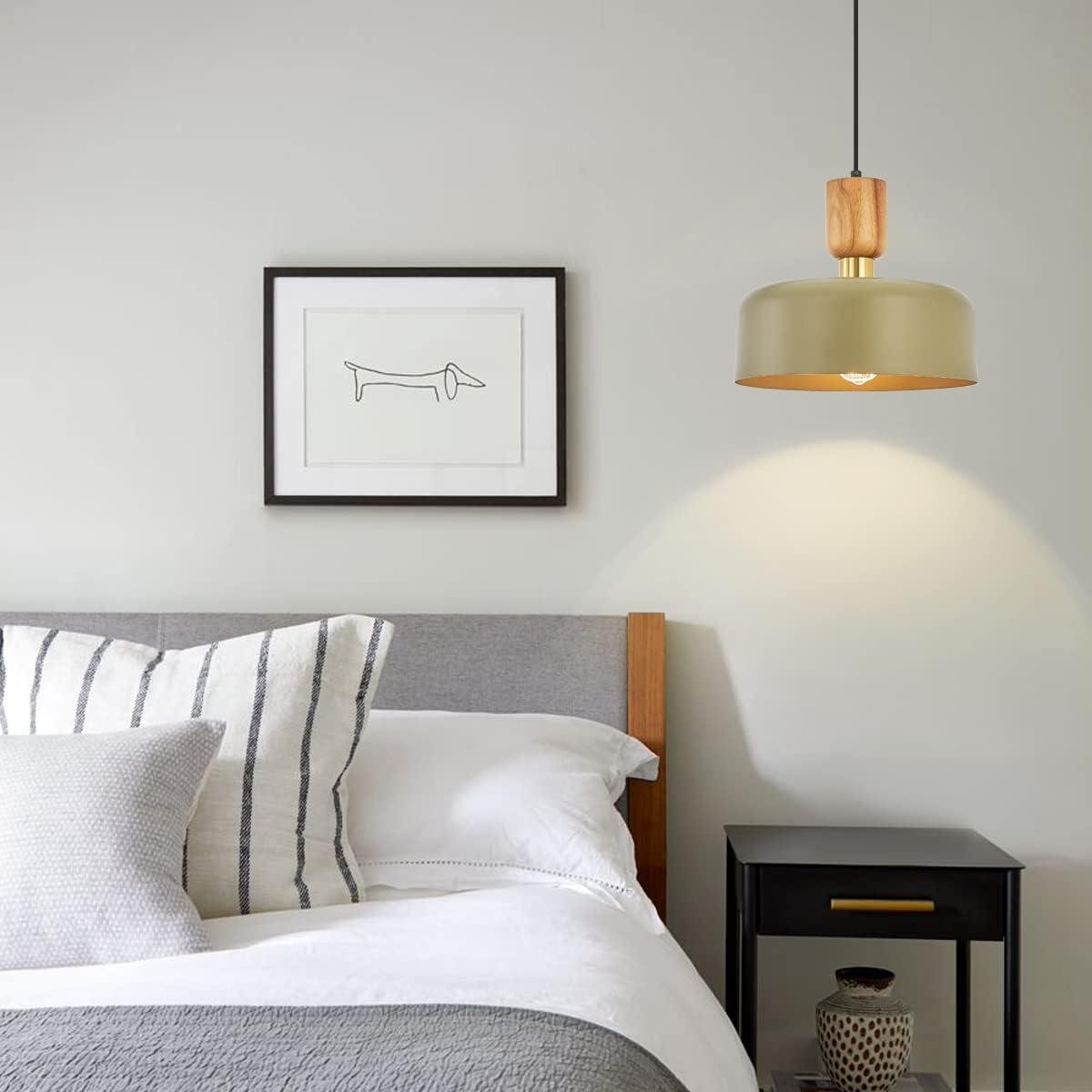 Our Review: TeHenoo Contemporary Green Pendant Light with Wood & Brass Accents