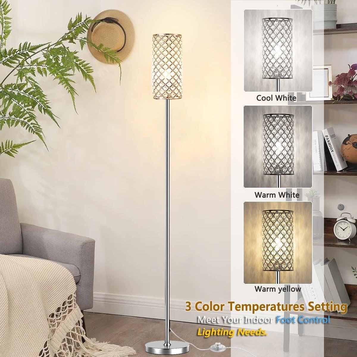 Our Review of Crystal Floor Lamps: Elegant Lighting with 3 CCT LEDs