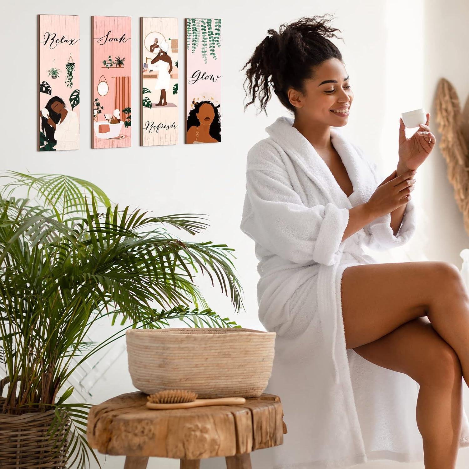 Elevating Our Bathroom: Yookeer's Boho Black Women Art