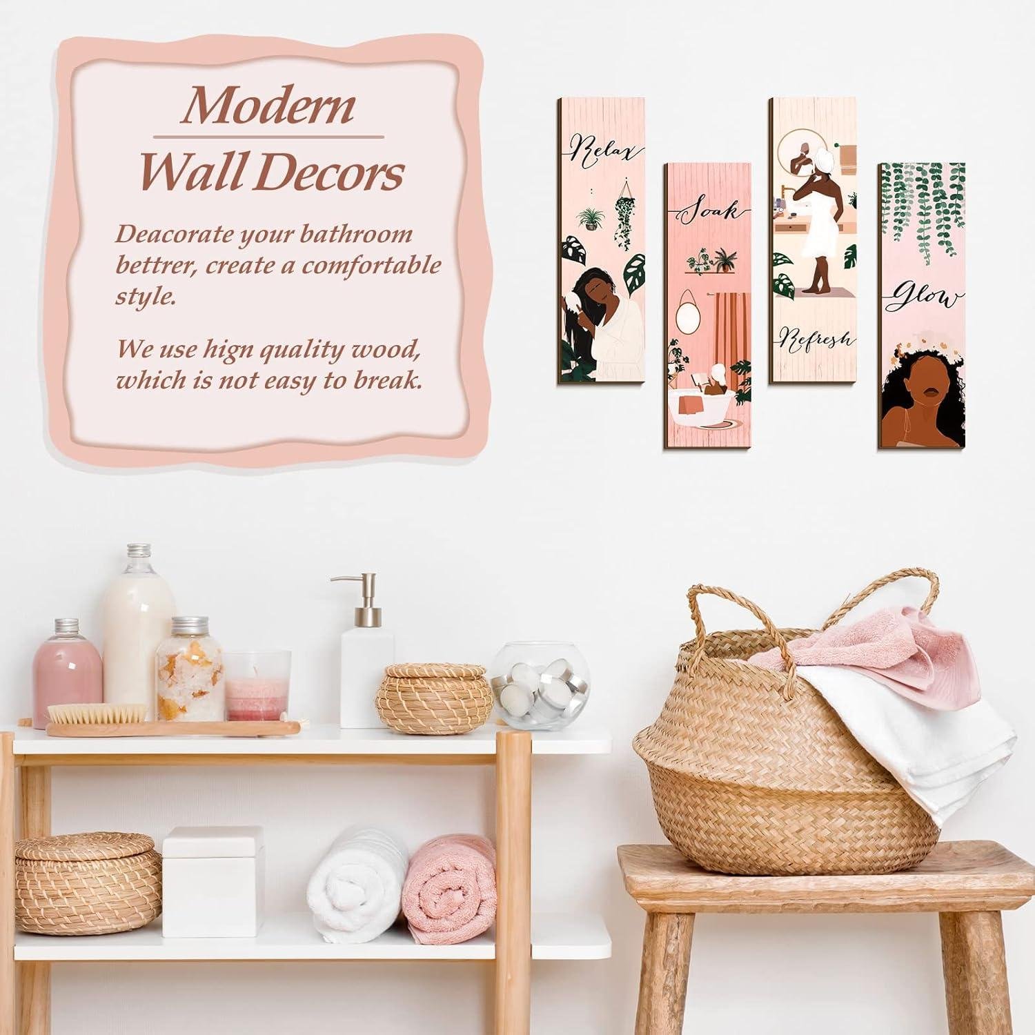 Elevating our Bathroom: Yookeer's Boho Black Women Art