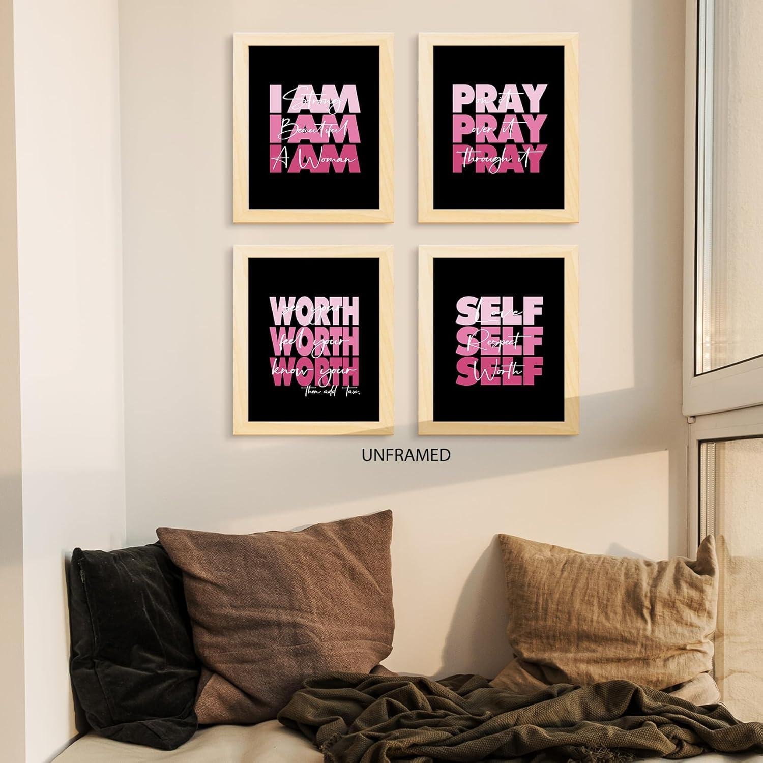 Elevating Her Space: Our Review of HUYAW Pink Inspirational Wall Art