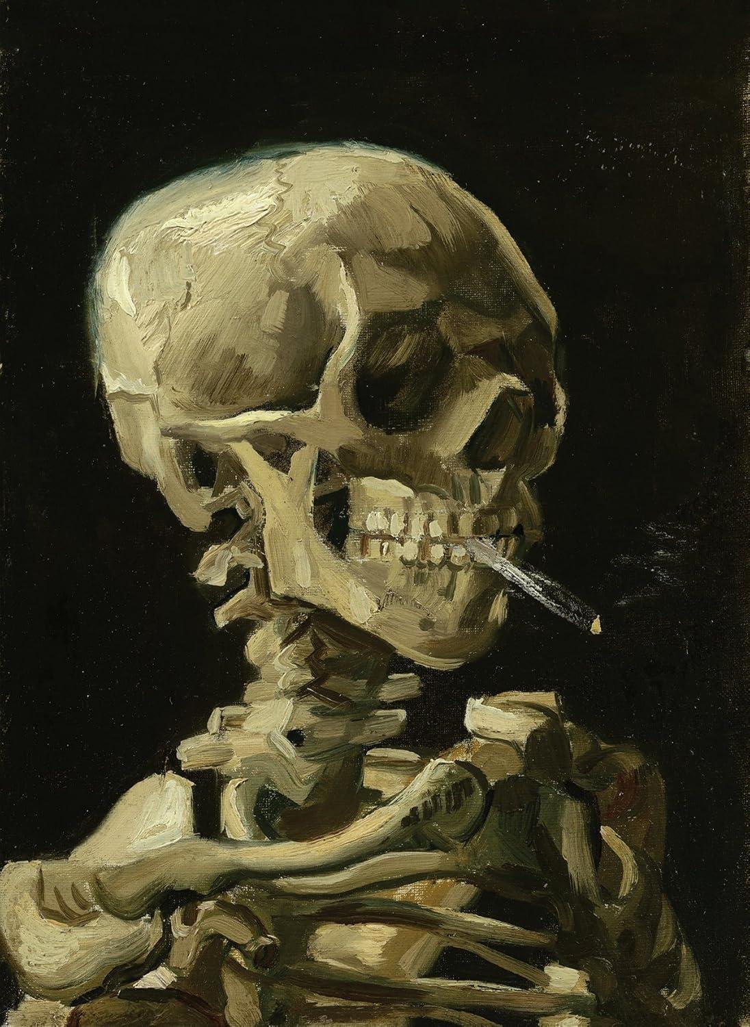 we Review Van Gogh's Smoking Skull Laminated Art Print
