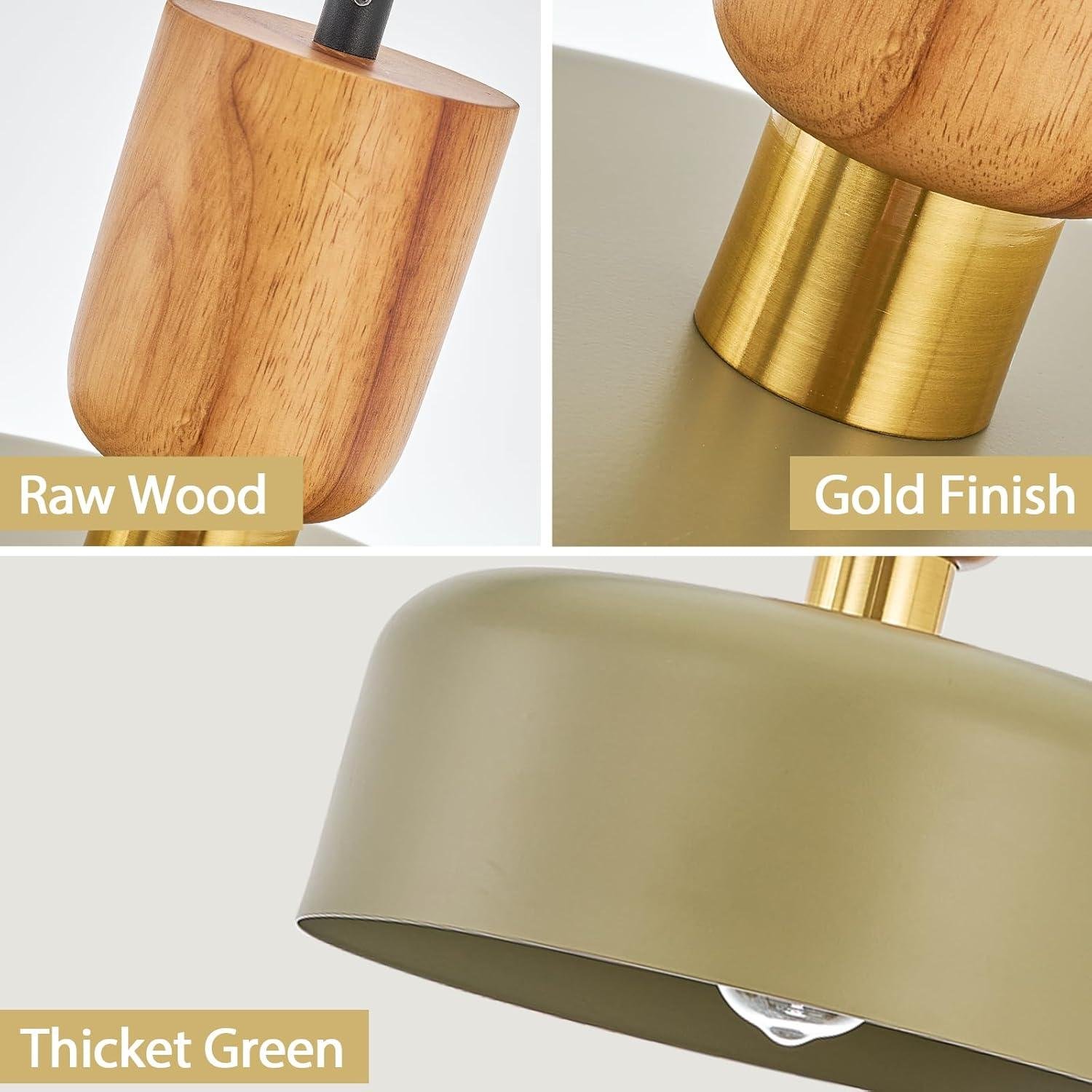 Our Review: TeHenoo Contemporary Green Pendant light with Wood & Brass Accents