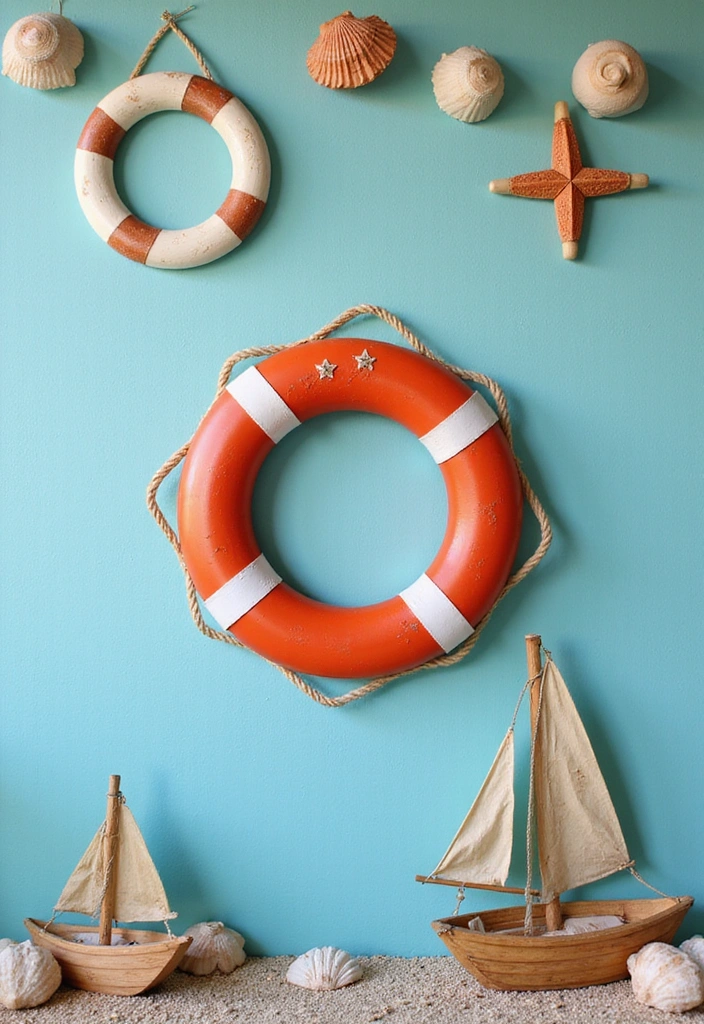 10 Nautical Wood Wall Art Ideas That Will Transform Your Space into a Coastal Paradise! - 6. Life Buoys: Fun and Functional Decor