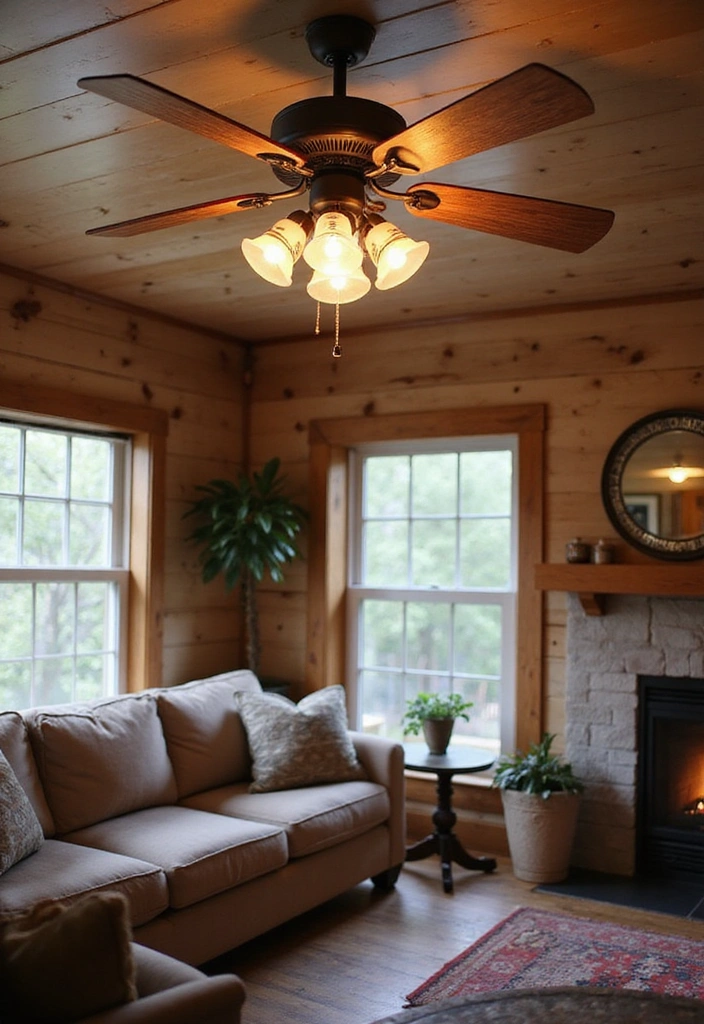15 Rustic Lighting Ideas That'll Transform Your Home into a Cozy Retreat! - 10. Rustic Ceiling Fans with Lights