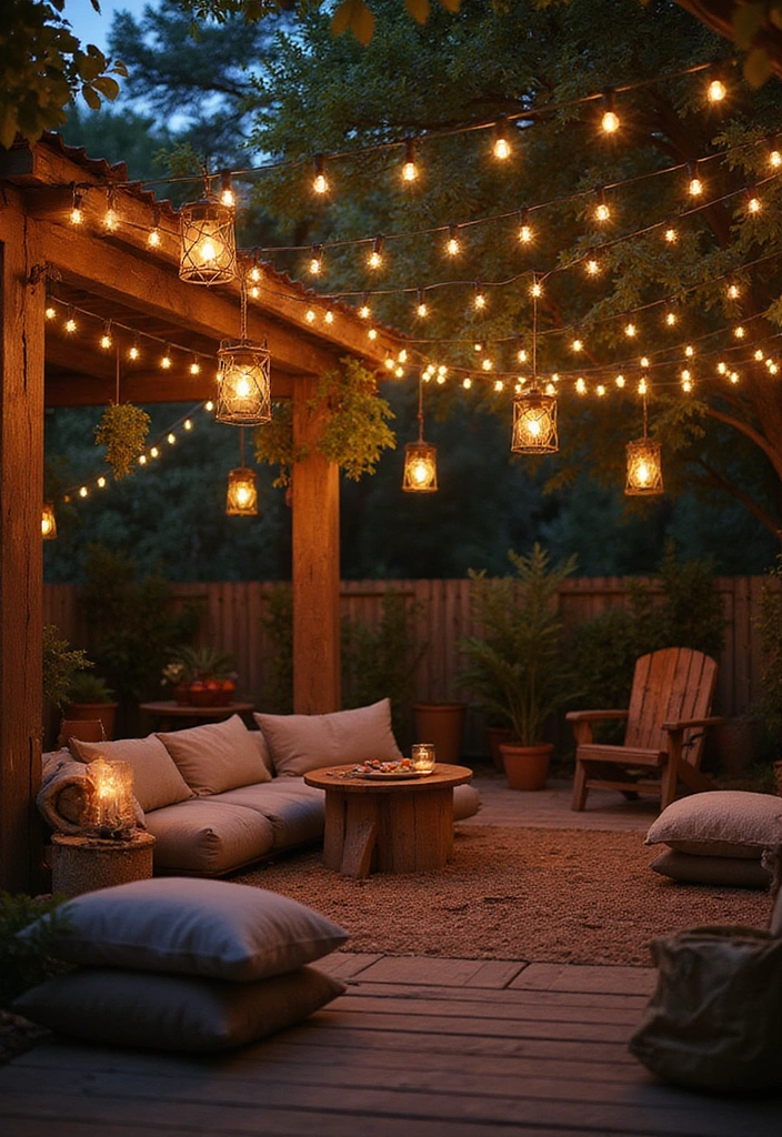 15 Rustic Lighting Ideas That'll Transform Your Home into a Cozy Retreat! - 8. Lantern String Lights
