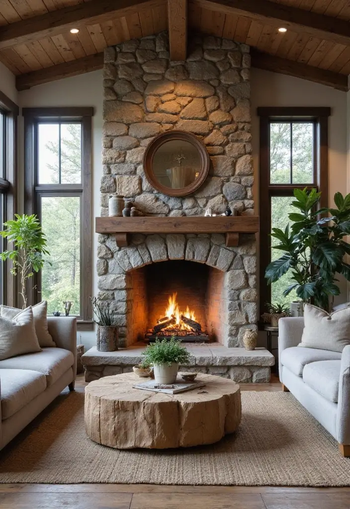 17 Rustic Living Room Decor Ideas That Will Make You Feel Right at Home! (You Won't Believe #12!) - 2. Stone Accents: A Natural Touch