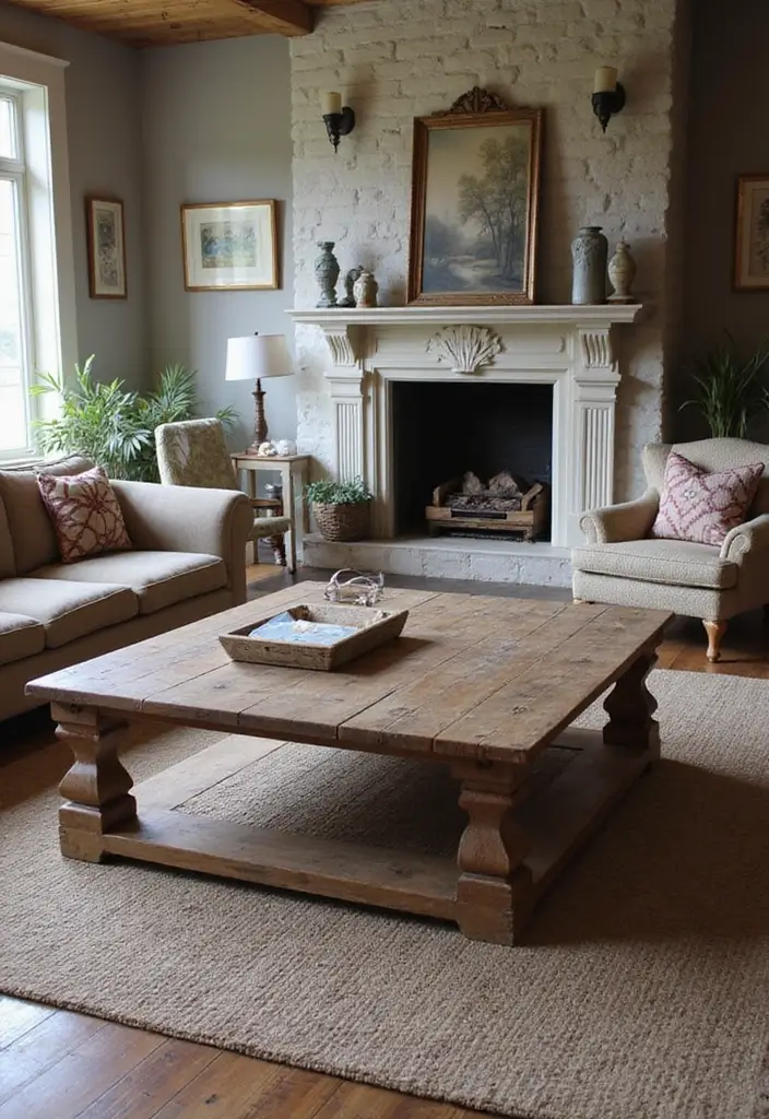 17 Rustic Living Room Decor Ideas That Will Make You Feel Right at Home! (You Won't Believe #12!) - 3. A Farmhouse-Style Coffee Table