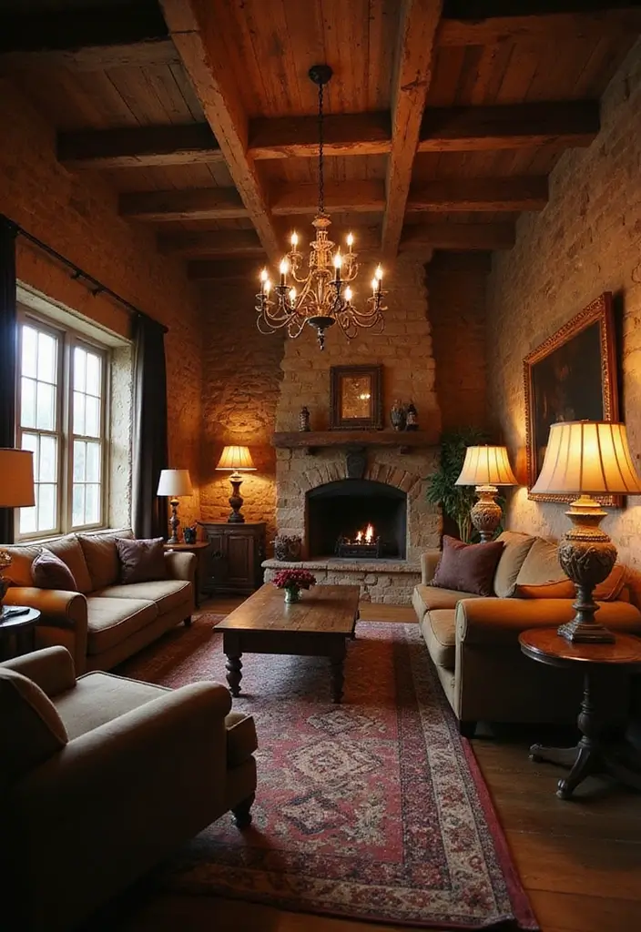 17 Rustic Living Room Decor Ideas That Will Make You Feel Right at Home! (You Won't Believe #12!) - 8. Layered Lighting: Set the Mood