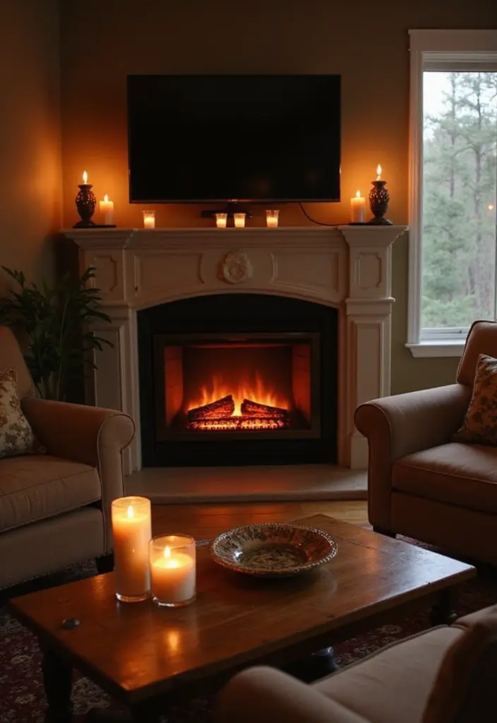 20 Cozy Living Room Ideas That'll Make You Want to Curl Up with a Book! (You Won't Believe #12!) - 16. Warm Fireplace Alternatives