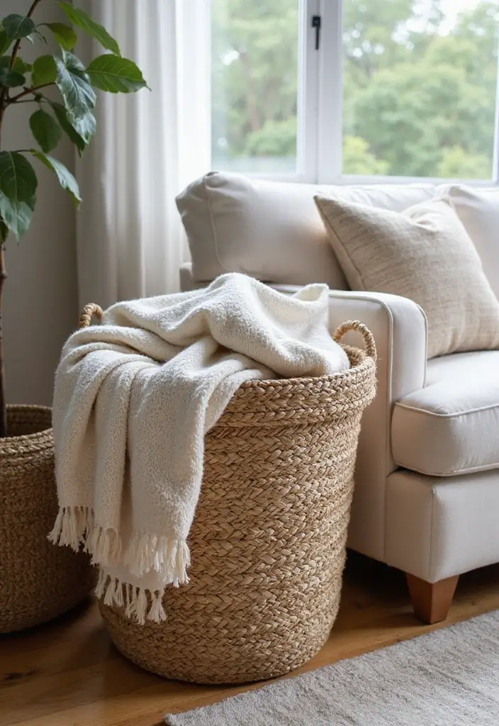 20 Cozy Living Room Ideas That'll Make You Want to Hibernate (You Won't Believe #10!) - 15. Blanket Baskets