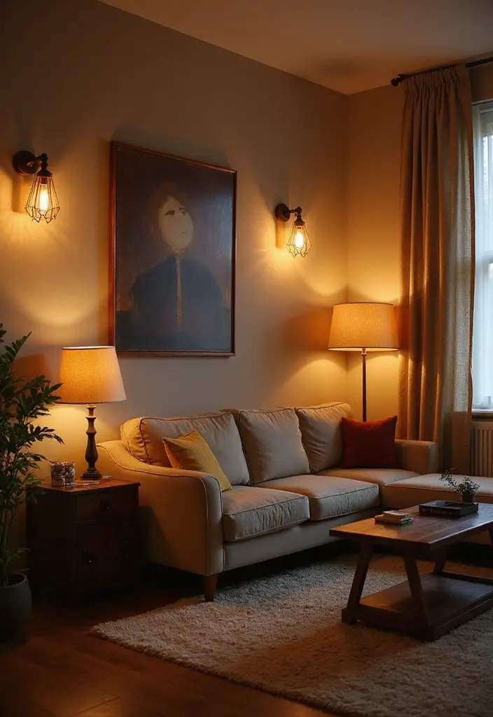 20 Cozy Living Room Ideas That'll Make You Want to Hibernate (You Won't Believe #10!) - 17. Layered Lighting Solutions