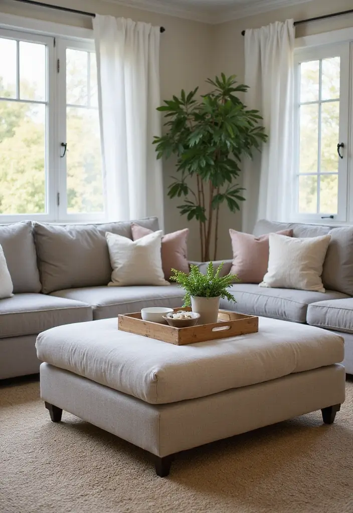 20 Cozy Living Room Ideas That'll Make You Want to Hibernate (You Won't Believe #10!) - 18. Padded Ottoman