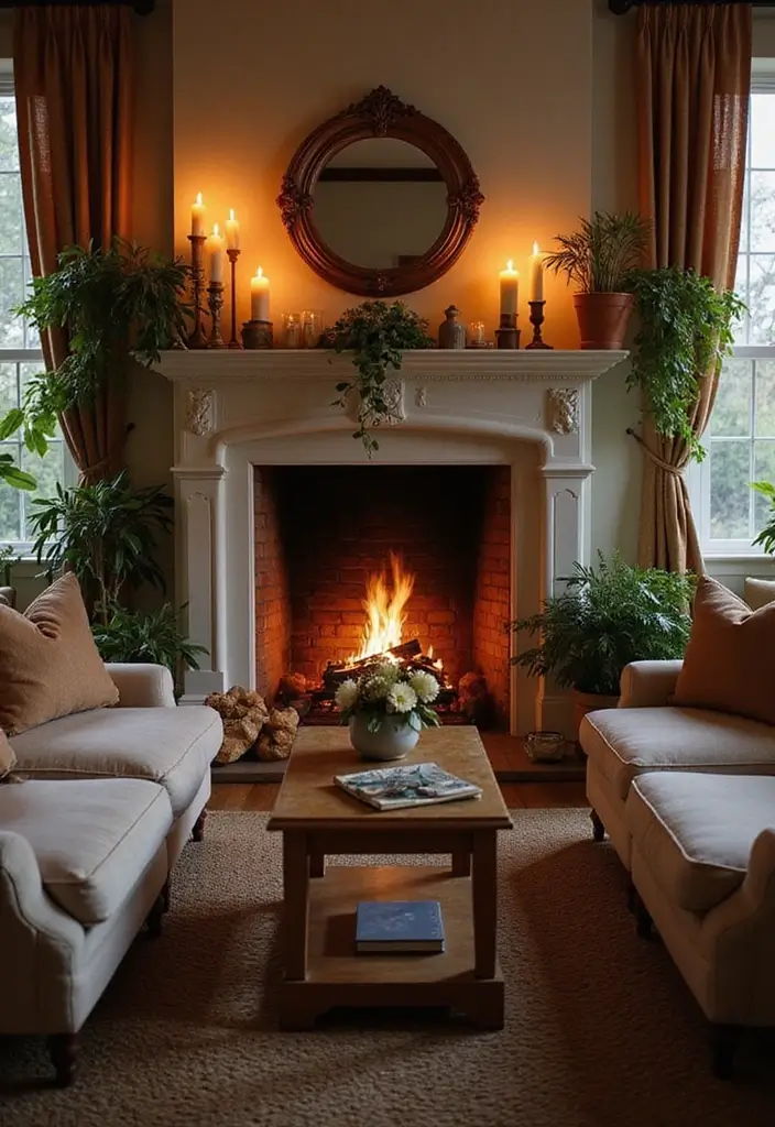 20 Cozy Living Room Ideas That'll Make You Want to Hibernate (You Won't Believe #10!) - 8. A Warm Fireplace