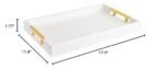 Elegant 18"x12" Glossy White Faux Leather Shagreen Tray with Gold Handles for Coffee Table or Ottoman. - Image 7
