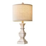 PoKat 20.5" Vintage Farmhouse Table Lamp - Rustic Nightstand Lamp in Distressed Washed White, Ideal for Small Spaces. - Image 9