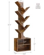SUNMORY 6-Tier Narrow Bookshelf with Storage Cabinet, Modern Floor-Standing Organizer in Rustic Brown for Home, Office, or Corner Spaces. - Image 2