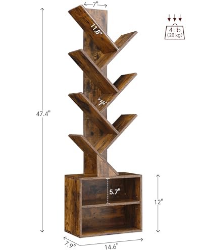 312AH-cnVqL._SL500_.jpg SUNMORY 6-Tier Narrow Bookshelf with Storage Cabinet, Modern Floor-Standing Organizer in Rustic Brown for Home, Office, or Corner Spaces. - Image 2
