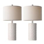 PARTPHONER 23" Modern Ceramic Table Lamp Set of 2 - Rustic Farmhouse Nightstand Lamps for Bedroom & Living Room Decor - Image 2