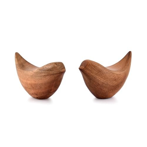 316rXyWT2L._SL500_.jpg NIRMAN Acacia Wood Bird Statues - Modern Home Decor Set of 2 for Living Room, Office, Bathroom (4.5"x2"x2.5") - Image 2