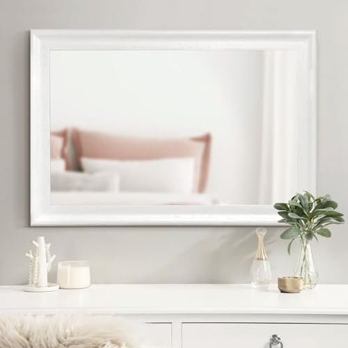317uNTnAYhL._SL500_.jpg CULER White Rustic Rectangle Wall Mirror (24x36 inch) for Bathroom, Living Room, Bedroom, Entryway. - Image 3