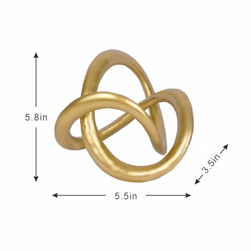 319vAj3Jb7L._SL500_.jpg PUHOZN Modern Gold Knot Sculpture: Geometric Round Tabletop Decor, Perfect for Home Shelves & Gifts. - Image 6