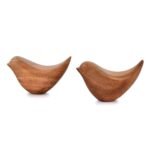 NIRMAN Acacia Wood Bird Statues - Modern Home Decor Set of 2 for Living Room, Office, Bathroom (4.5"x2"x2.5") - Image 3