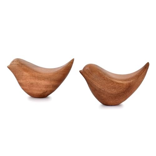 31DePnT6bwL._SL500_.jpg NIRMAN Acacia Wood Bird Statues - Modern Home Decor Set of 2 for Living Room, Office, Bathroom (4.5"x2"x2.5") - Image 3