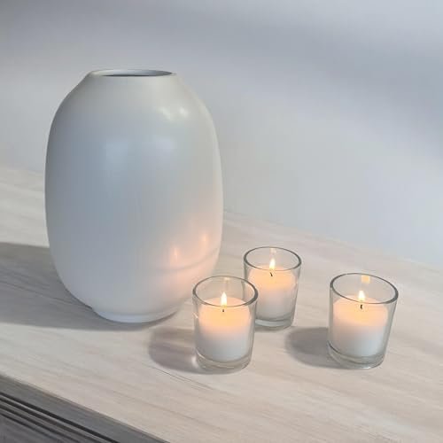 31EyrXQsseL._SL500_.jpg Stonebriar 12-Hour Unscented Wax Votive Holders, 48-Pack, White for Long-Lasting Ambiance - Image 11