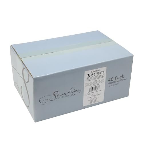 31FJGFkhLwL._SL500_.jpg Stonebriar 12-Hour Unscented Wax Votive Holders, 48-Pack, White for Long-Lasting Ambiance - Image 2