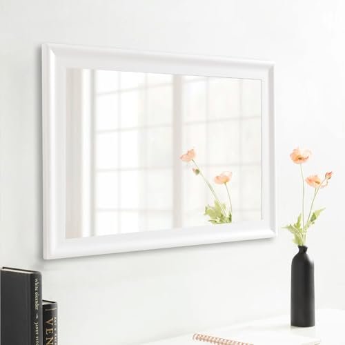 31GPI1v5ZkL._SL500_.jpg CULER White Rustic Rectangle Wall Mirror (24x36 inch) for Bathroom, Living Room, Bedroom, Entryway. - Image 2
